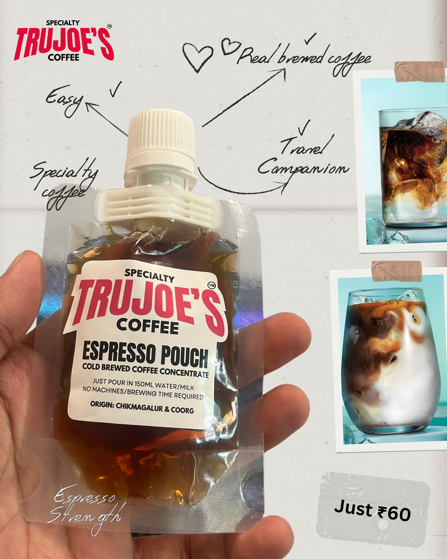 Travel size | Specialty Coffee Concentrate | Slow Brewed to Espresso Strength | 105 mg Natural Caffeine | Pack of 6 x 50ml